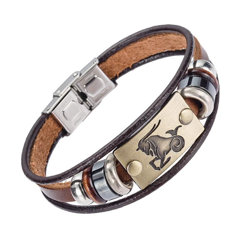 Steel Clasp Leather Bracelet