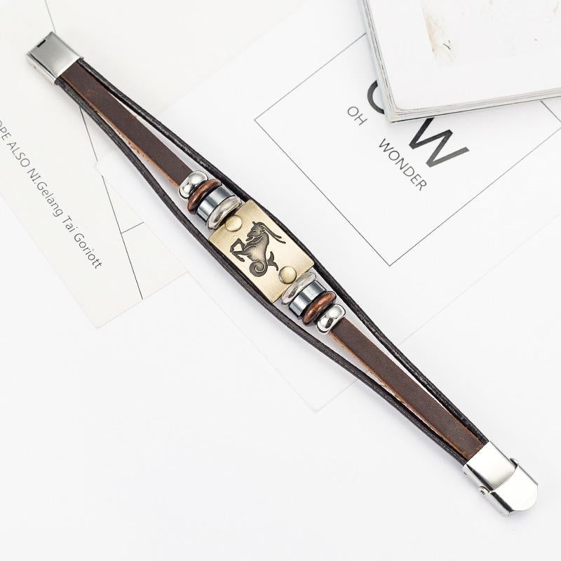 Steel Clasp Leather Bracelet