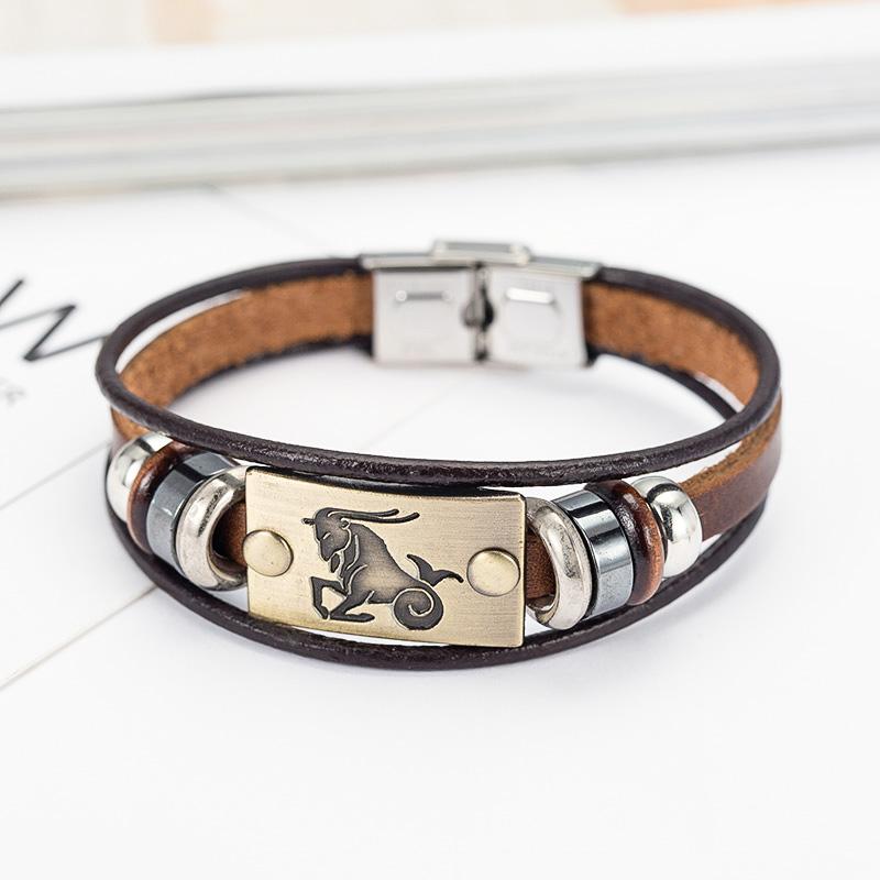 Steel Clasp Leather Bracelet