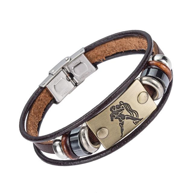 Steel Clasp Leather Bracelet