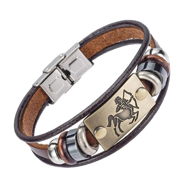 Steel Clasp Leather Bracelet