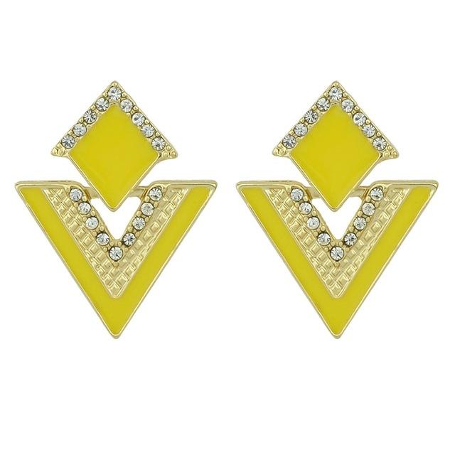Enamel Rhinestone Geometric Earrings